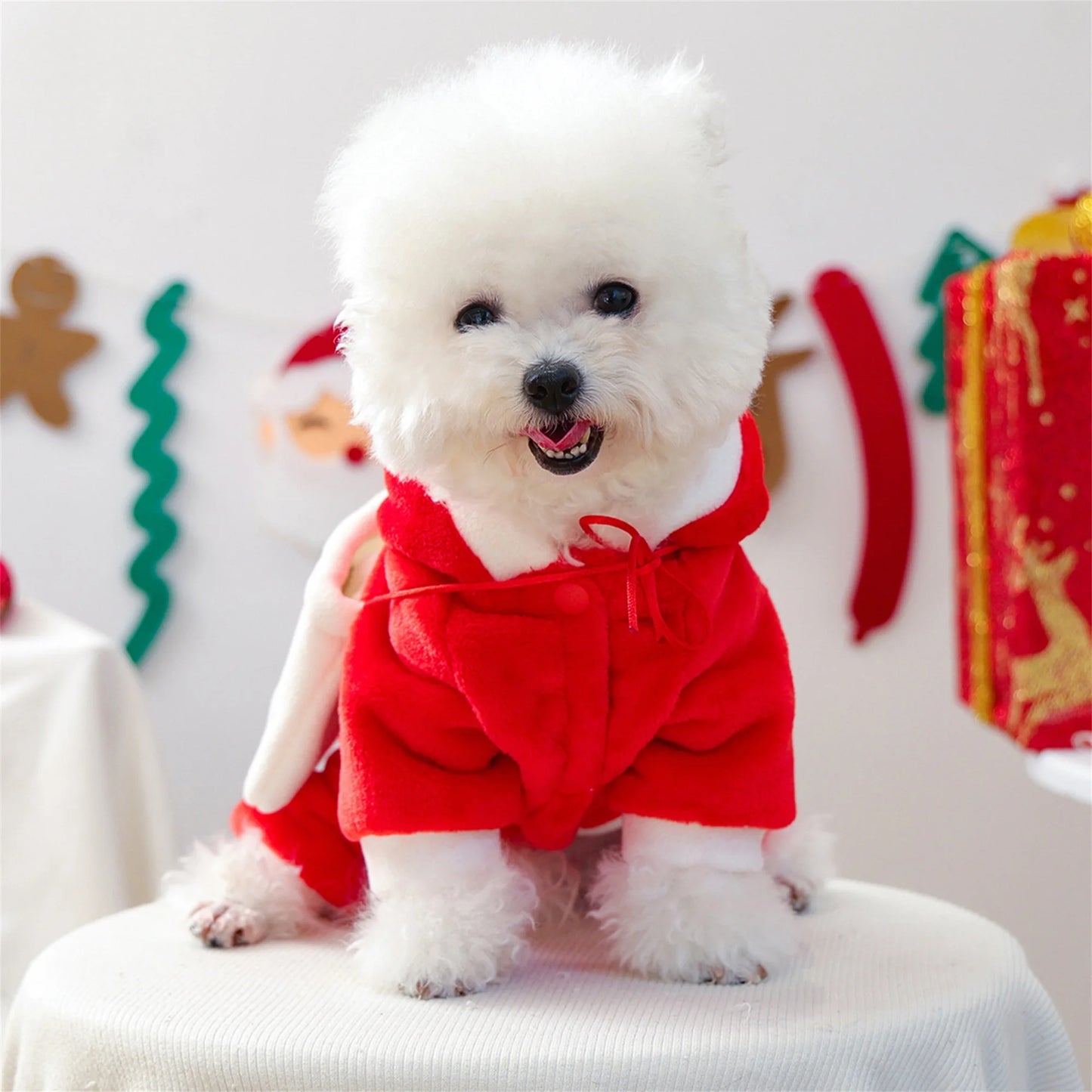 Dog Christmas Hoodie With Cozy Pouch Button-Up Coat