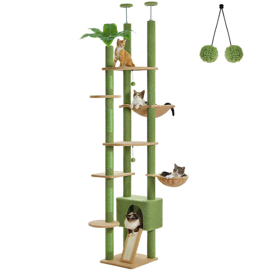 PETEPELACN Cactus Cat Tree Floor to Ceiling Tower with Condo