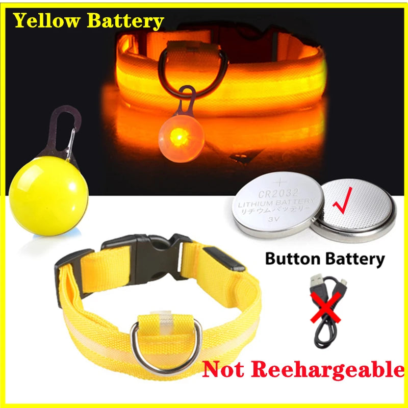 NONECN USB Charging Glowing Dog Collar With Pendant LED