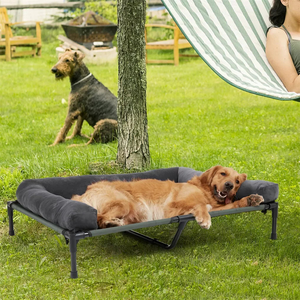 BINGOPAW Outdoor Elevated Dog Bed Mesh Lounger for Camping