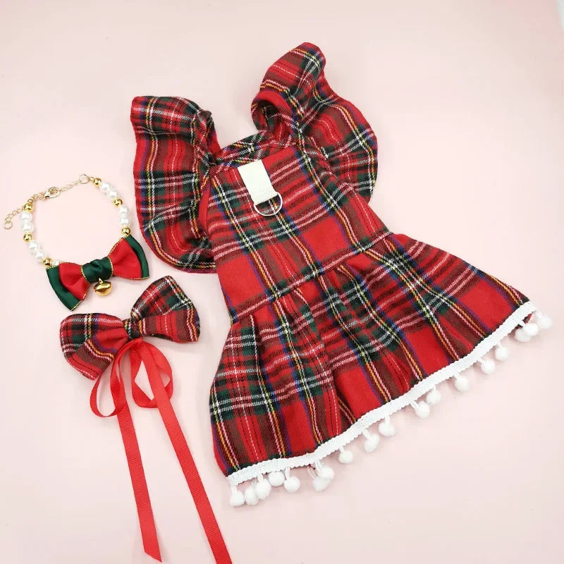 Guangdong Christmas Striped Dog Skirt Clothing Autumn Winter