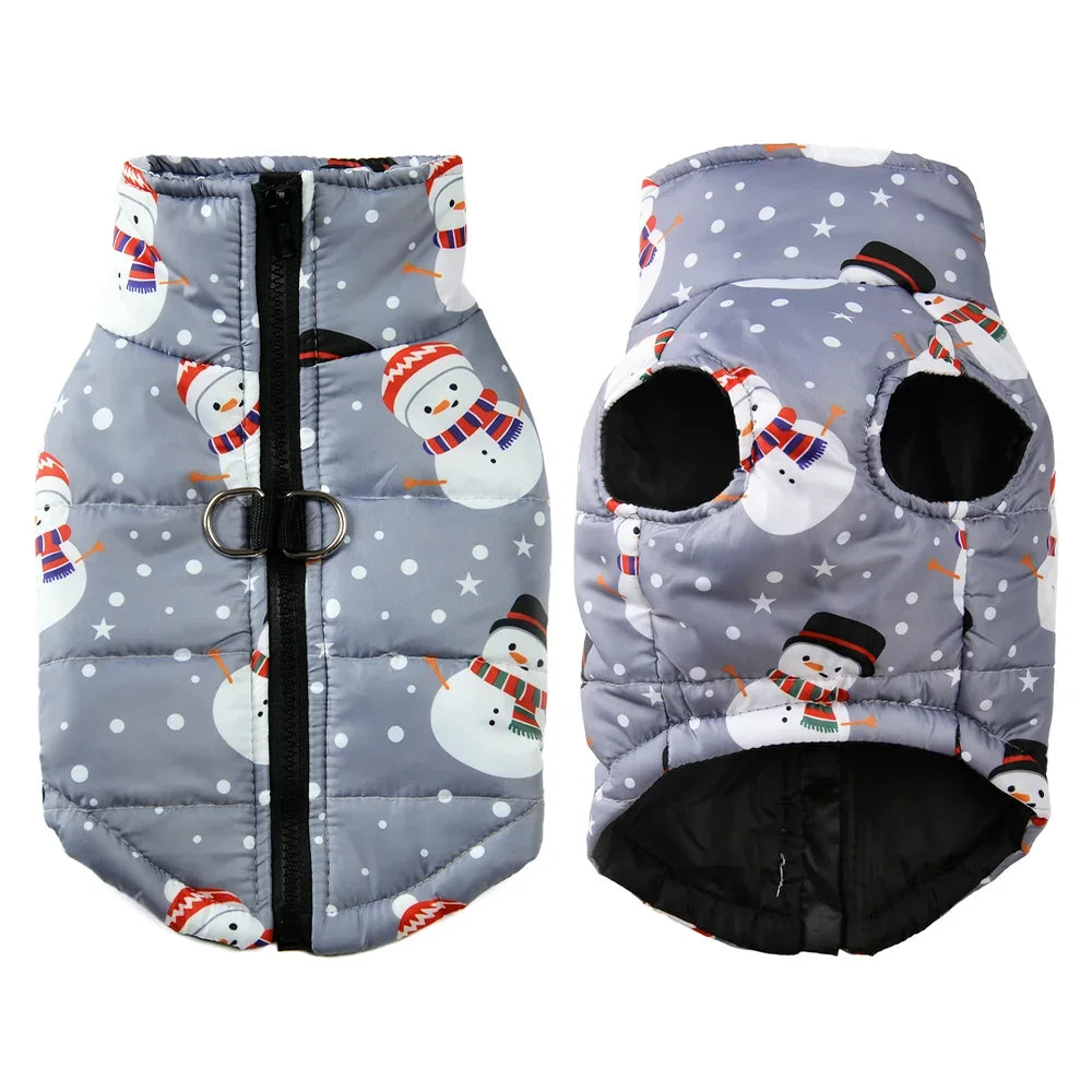 Winter Christmas Dog Costume With D Ring Snowman Print Dogs