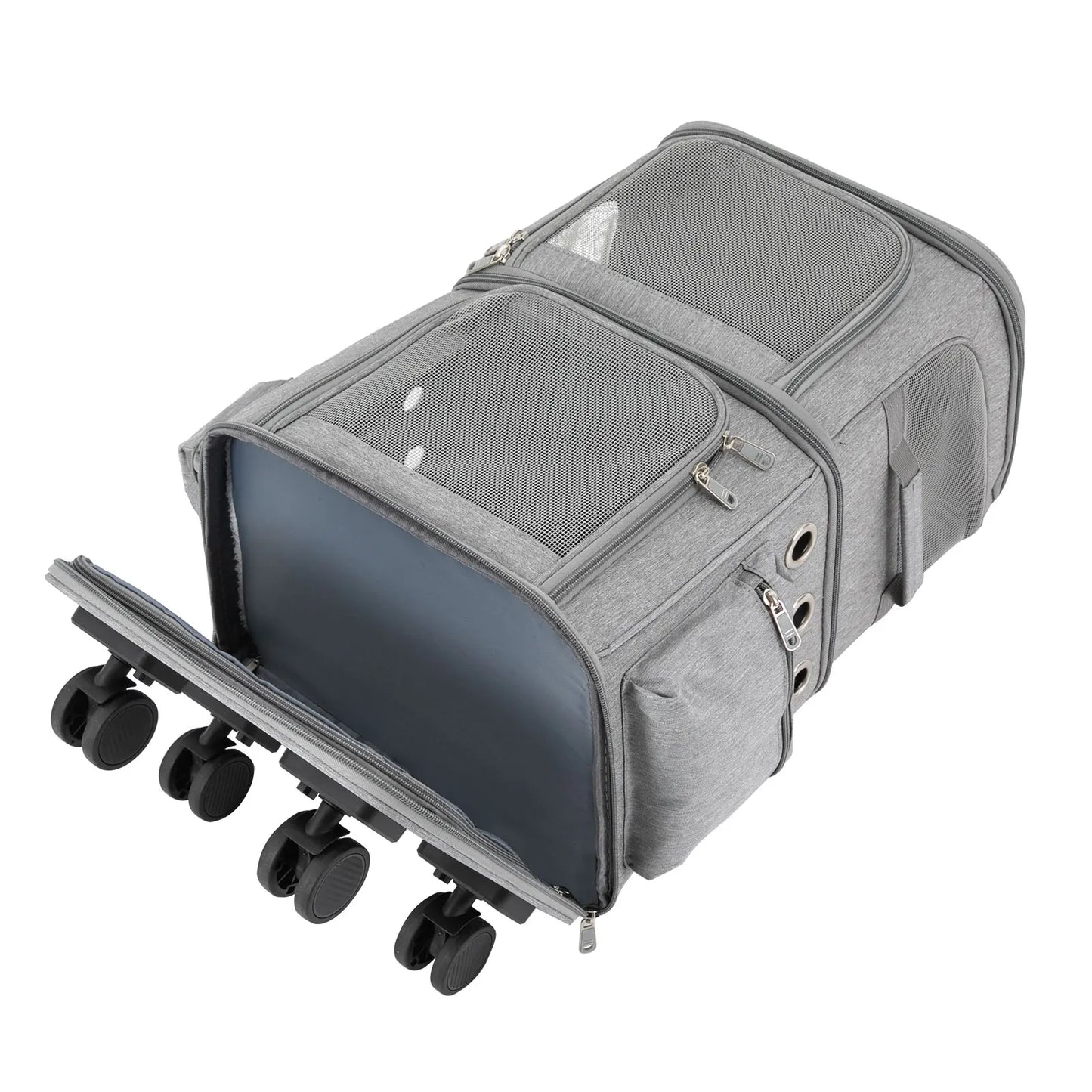 Cat Carrier Rolling Pet Carrier With Wheels And Ventilated