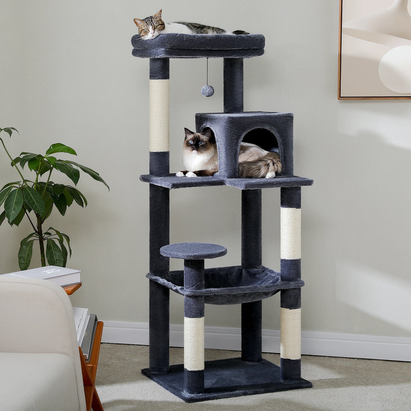 PAWZ Road 5-Level Cat Tree for Indoor Cats With Hammock