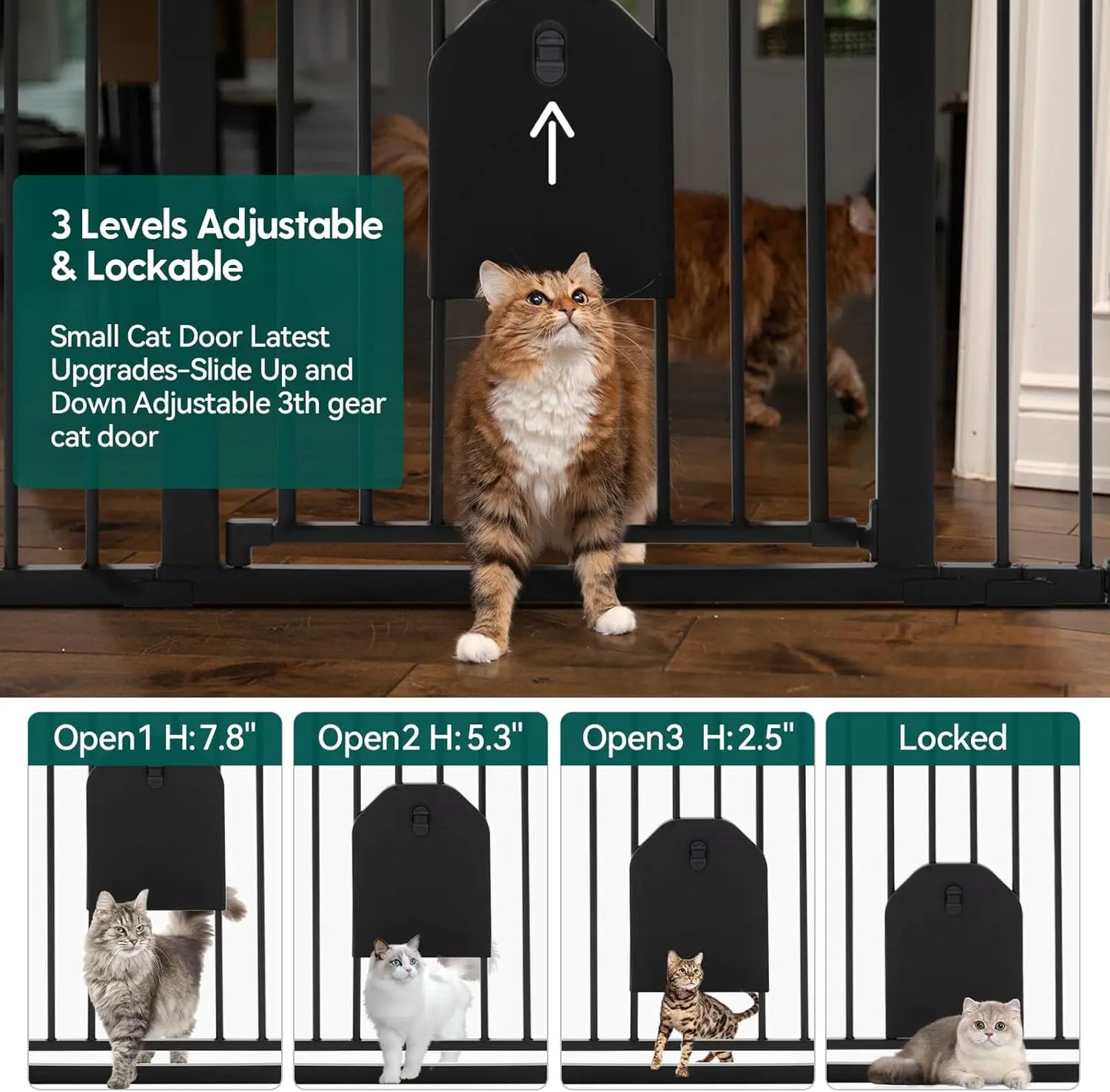 Dog Door Auto Close Baby Gate With Cat Door Versatile