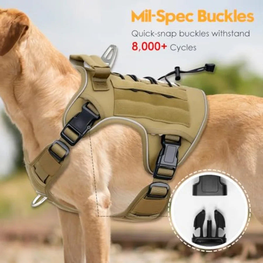 Heavy Duty Large Dog Military Harness No Pull Reflective Vest