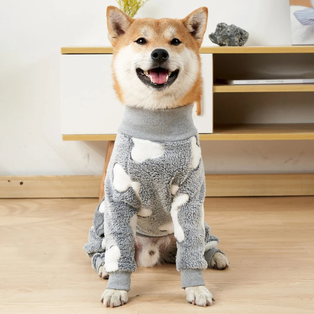 Cozy Warm Fleece Dog Jumpsuit For Winter Pet Clothing