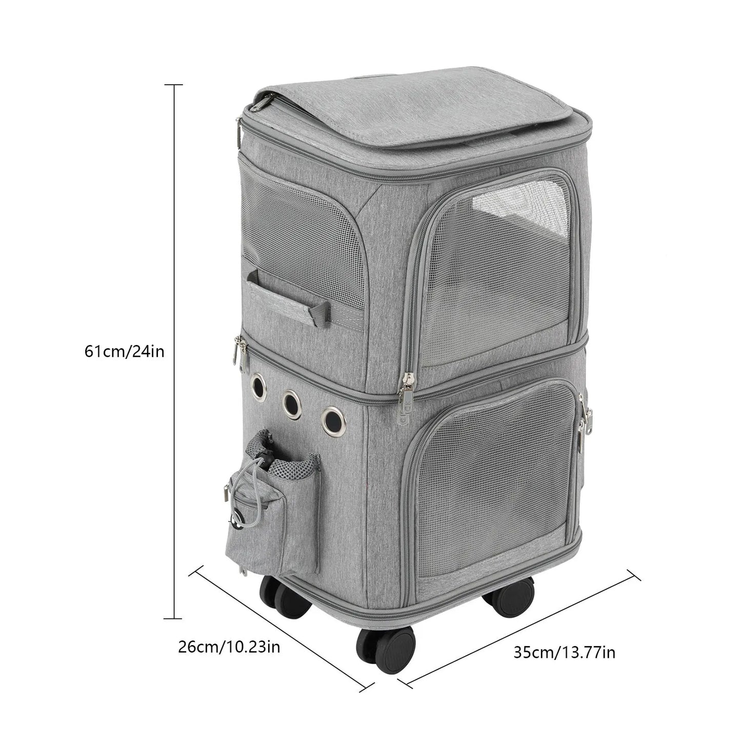 Cat Carrier Rolling Pet Carrier With Wheels And Ventilated