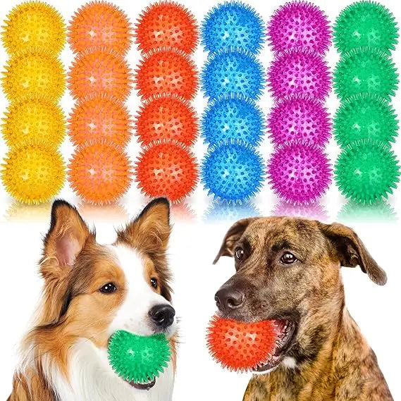 Spikey Dog Balls 24 Piece Squeaky Rubber Toys For Teething