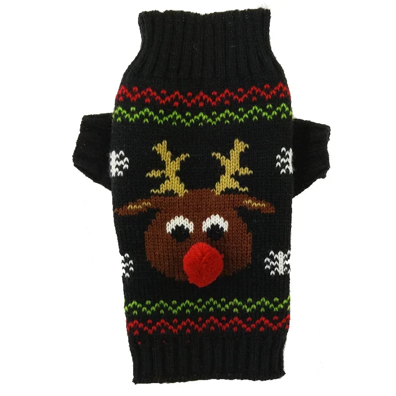 Winter Christmas Dog Sweater Coat Knit Striped Cartoon