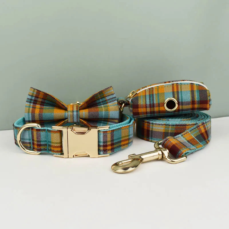 YTYINCN Personalized Dog Collar Leashes Harness Bow Set
