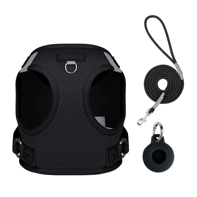 Pet Harness With AirTag Tracker And Leash Set