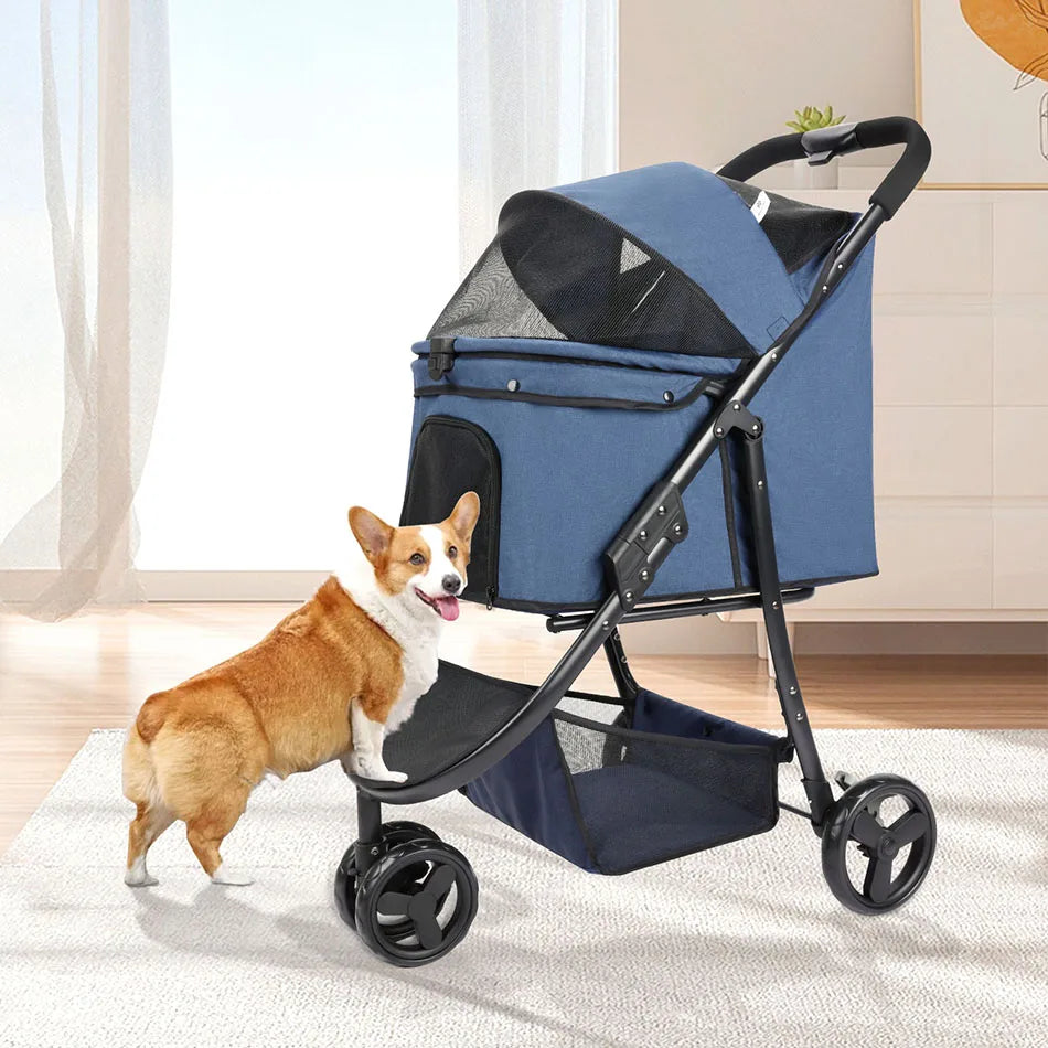 Wedyvko Pet Stroller Bag Travel Foldable 3-Wheel Carrier