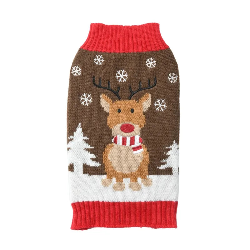 Winter Christmas Dog Sweater Coat Knit Striped Cartoon