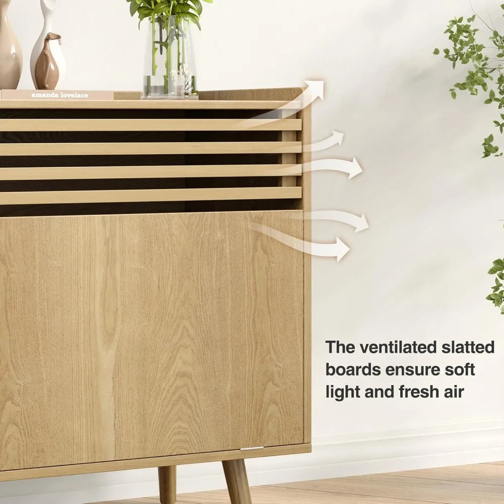 H Mid-Century Modern Litter Box Enclosure With Flip-Down Door