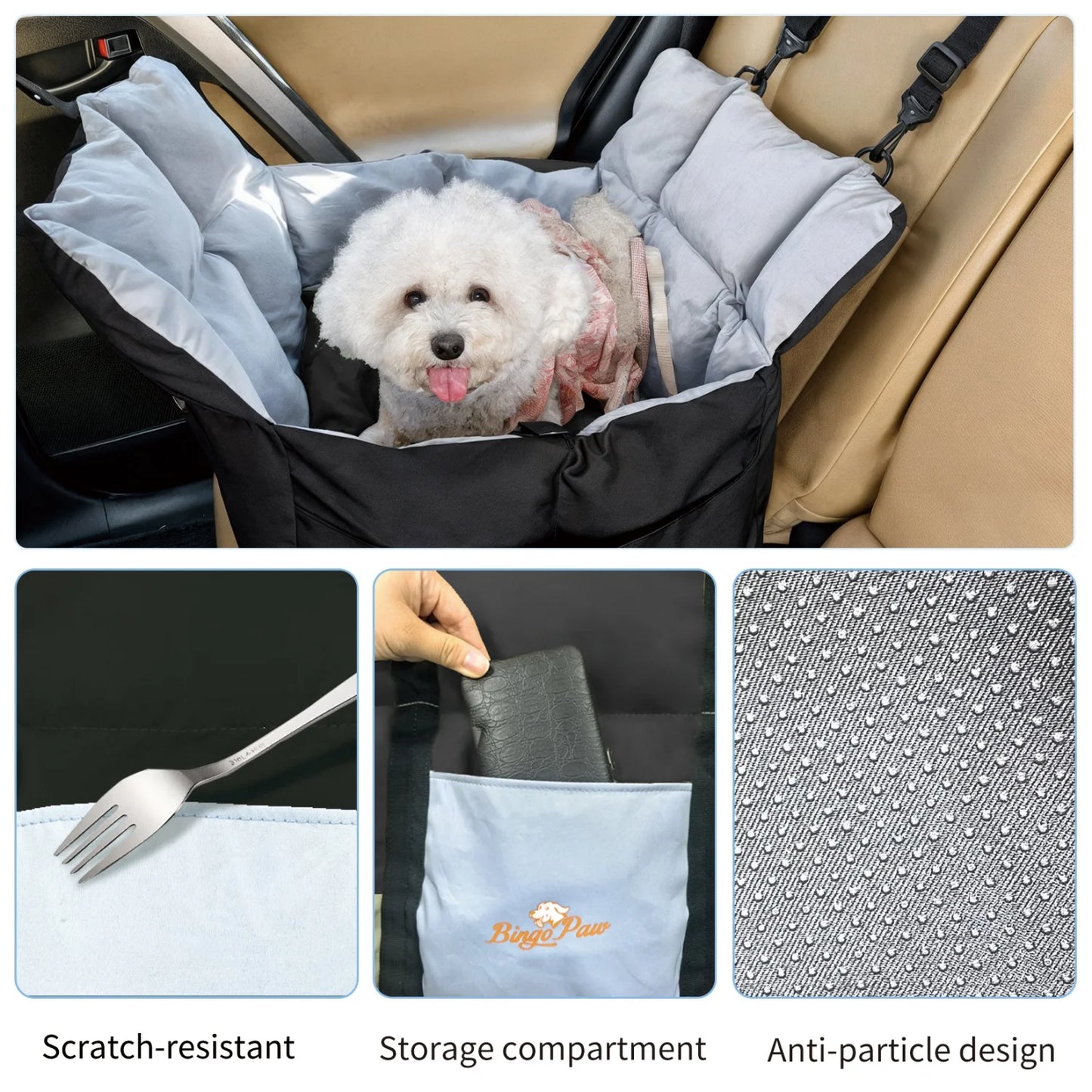 Small Dogs Car Seat Travel Bed With Safety Belt