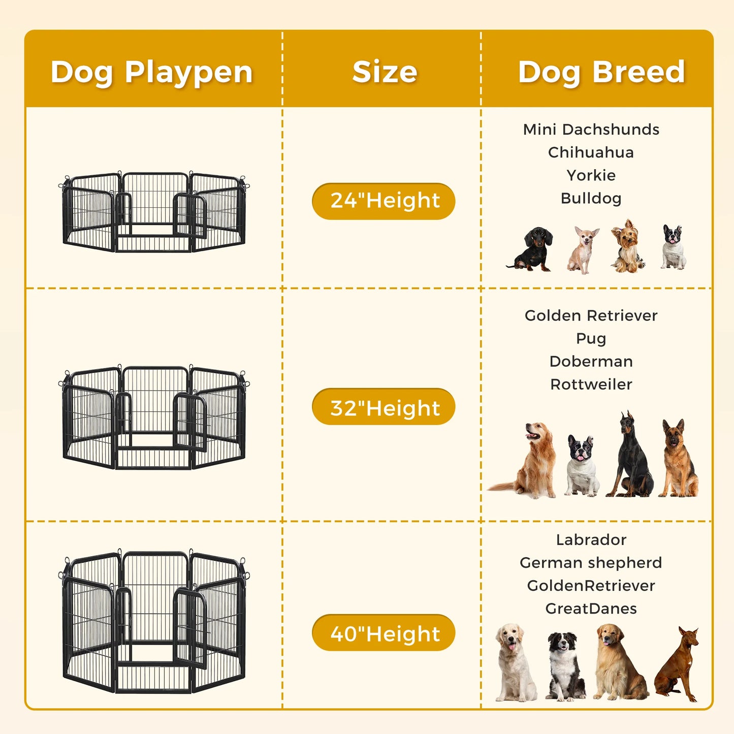 Dog Playpen With Door Outdoor Indoor Foldable Metal Fence