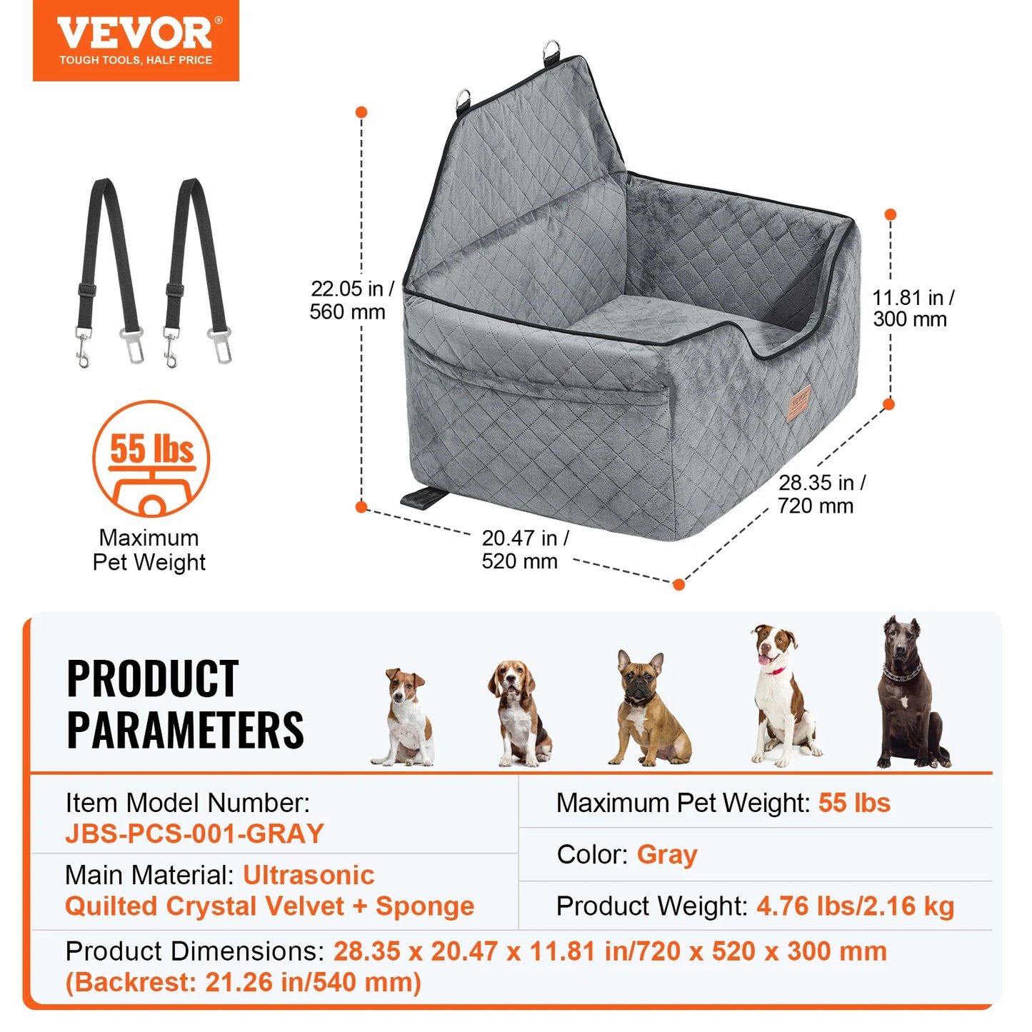 SucceBuy Dog Car Seat Booster With Storage Pocket And Sponge