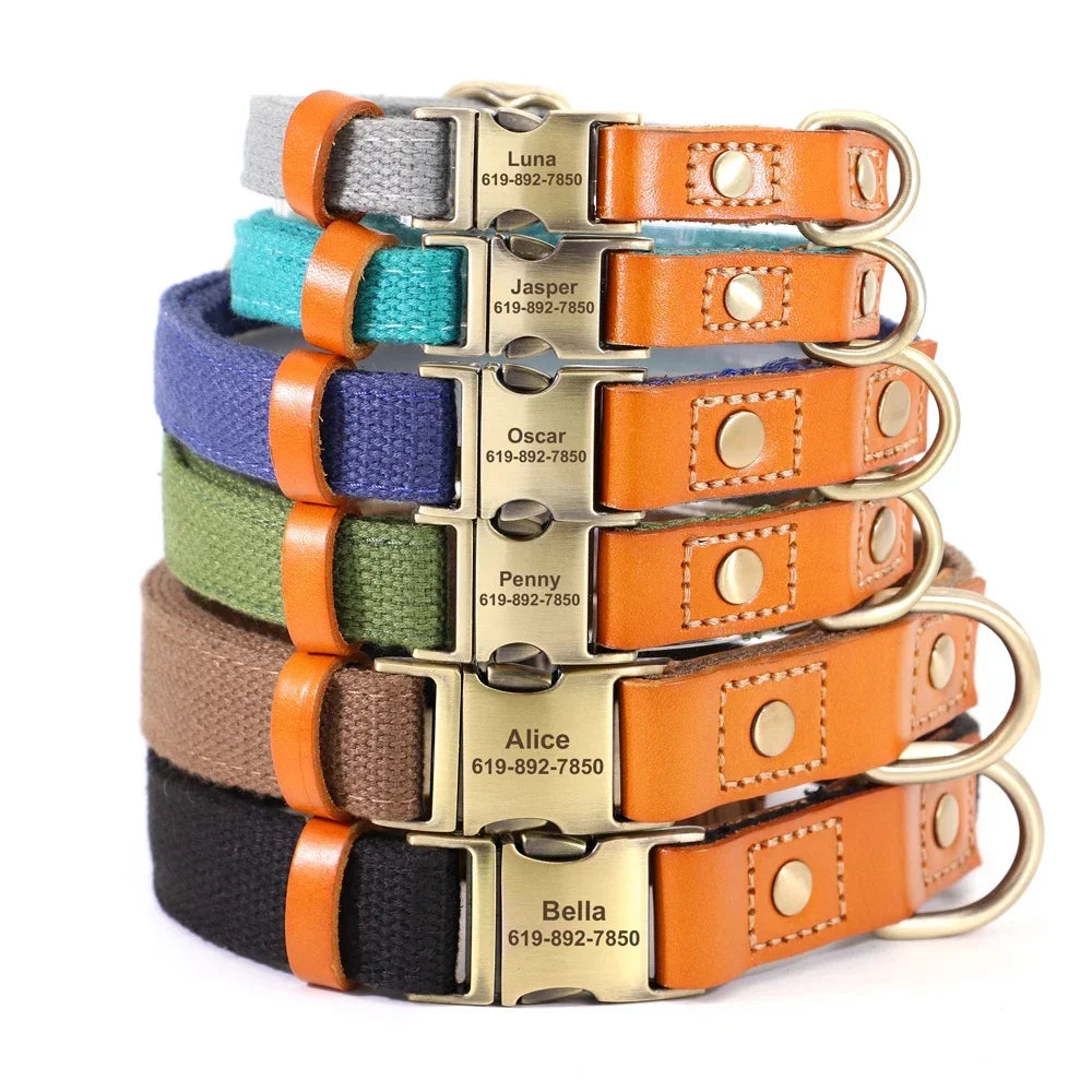 PET ARTIST Nylon Custom Dog Collar Leash With Personalized IDTag