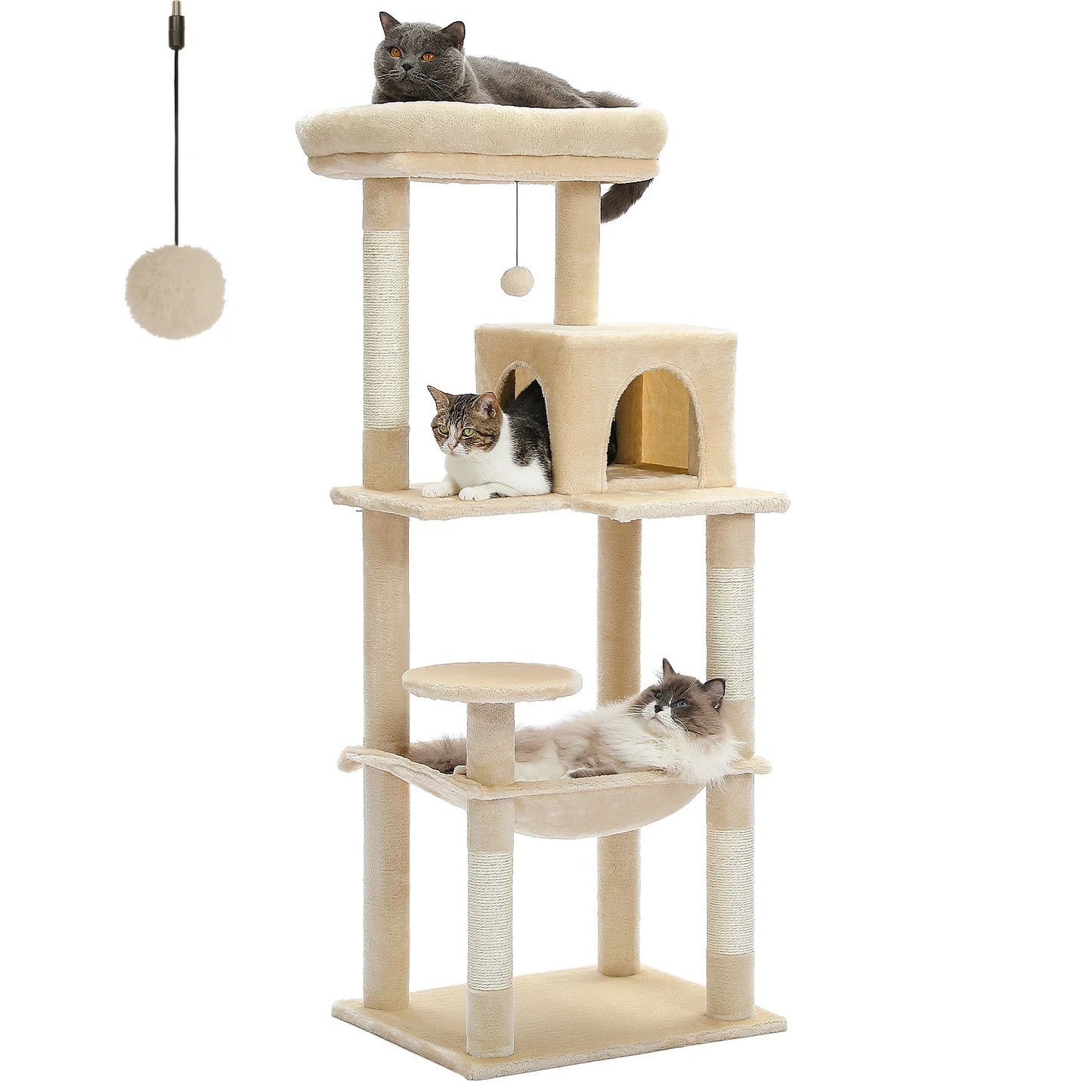 PAWZ Road 5-Level Cat Tree for Indoor Cats With Hammock