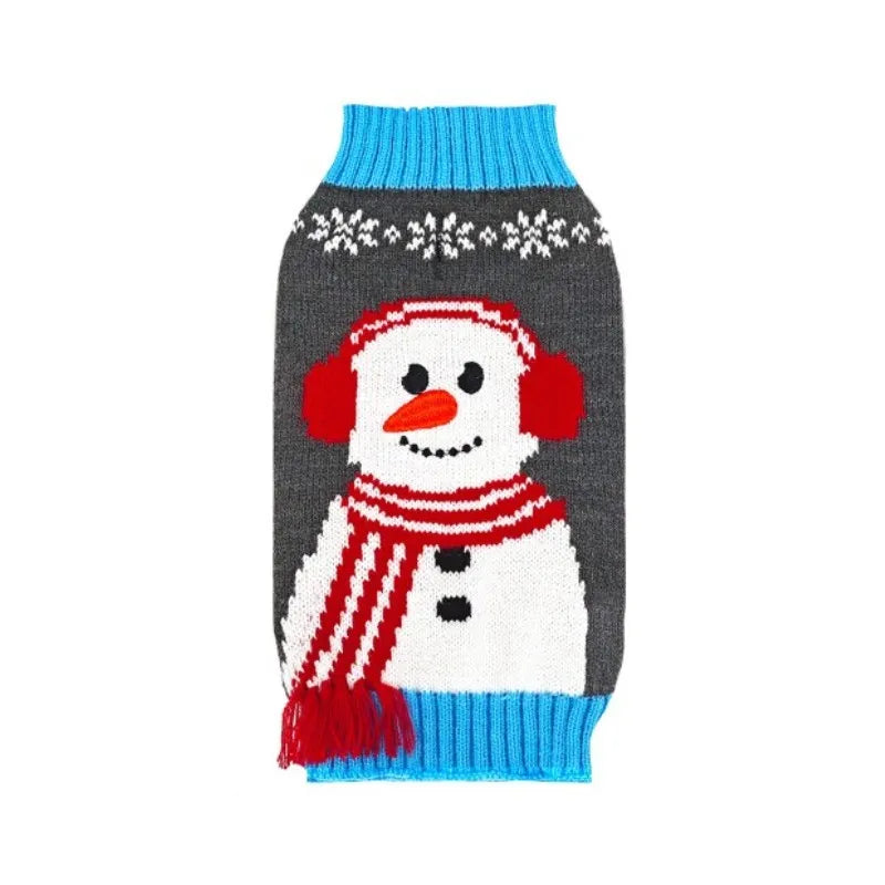 Winter Christmas Dog Sweater Coat Knit Striped Cartoon