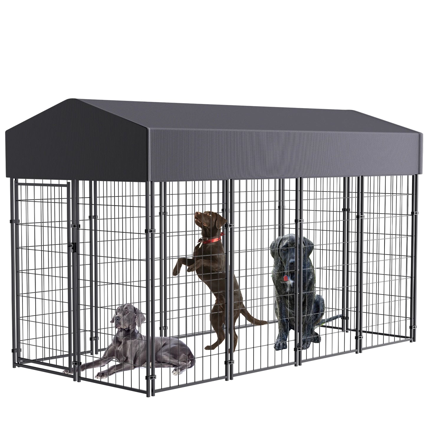 BINGOPAW Welded Wire Outdoor Dog Kennel With Cover