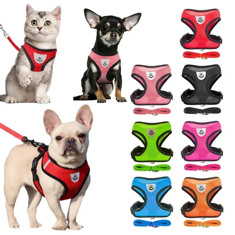 YTYINCN Dog Harness Vest Polyester Adjustable Mesh Leash