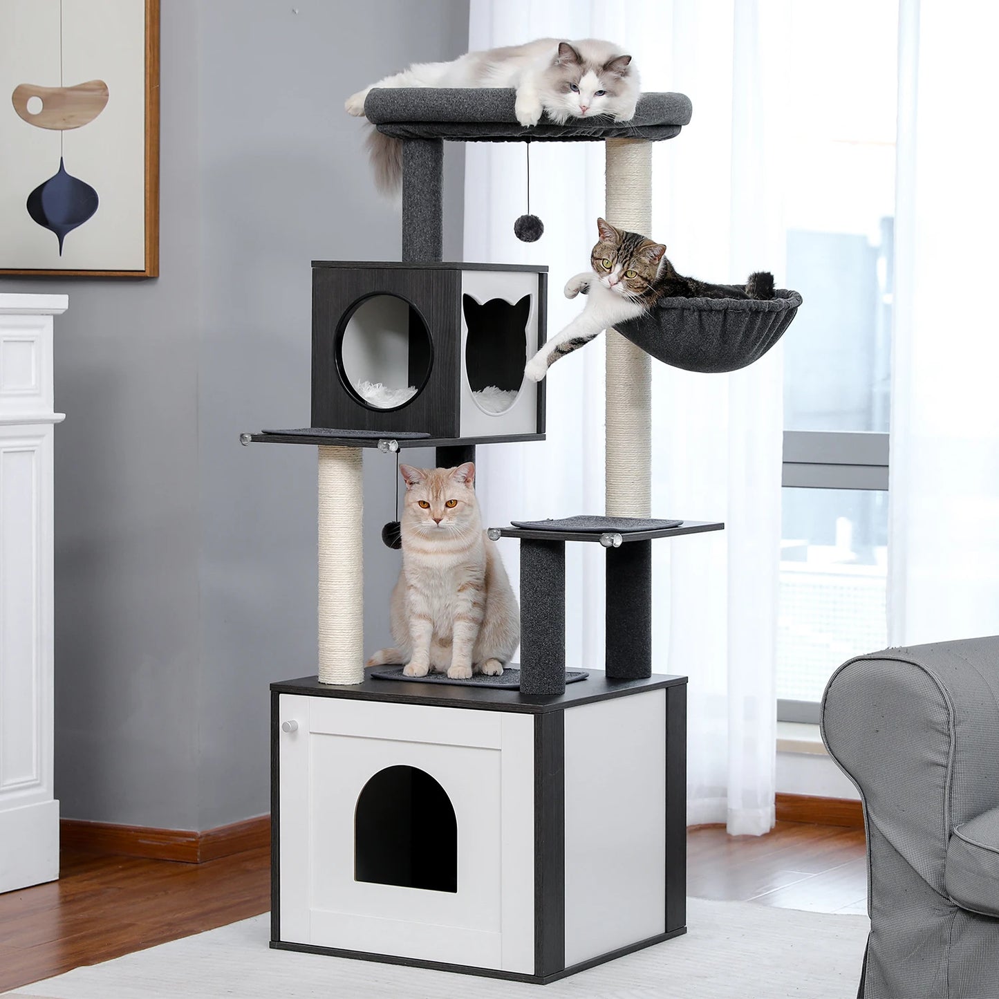 PAWZ Road Multi Level Cat Tree Wood Tower Scratching Posts