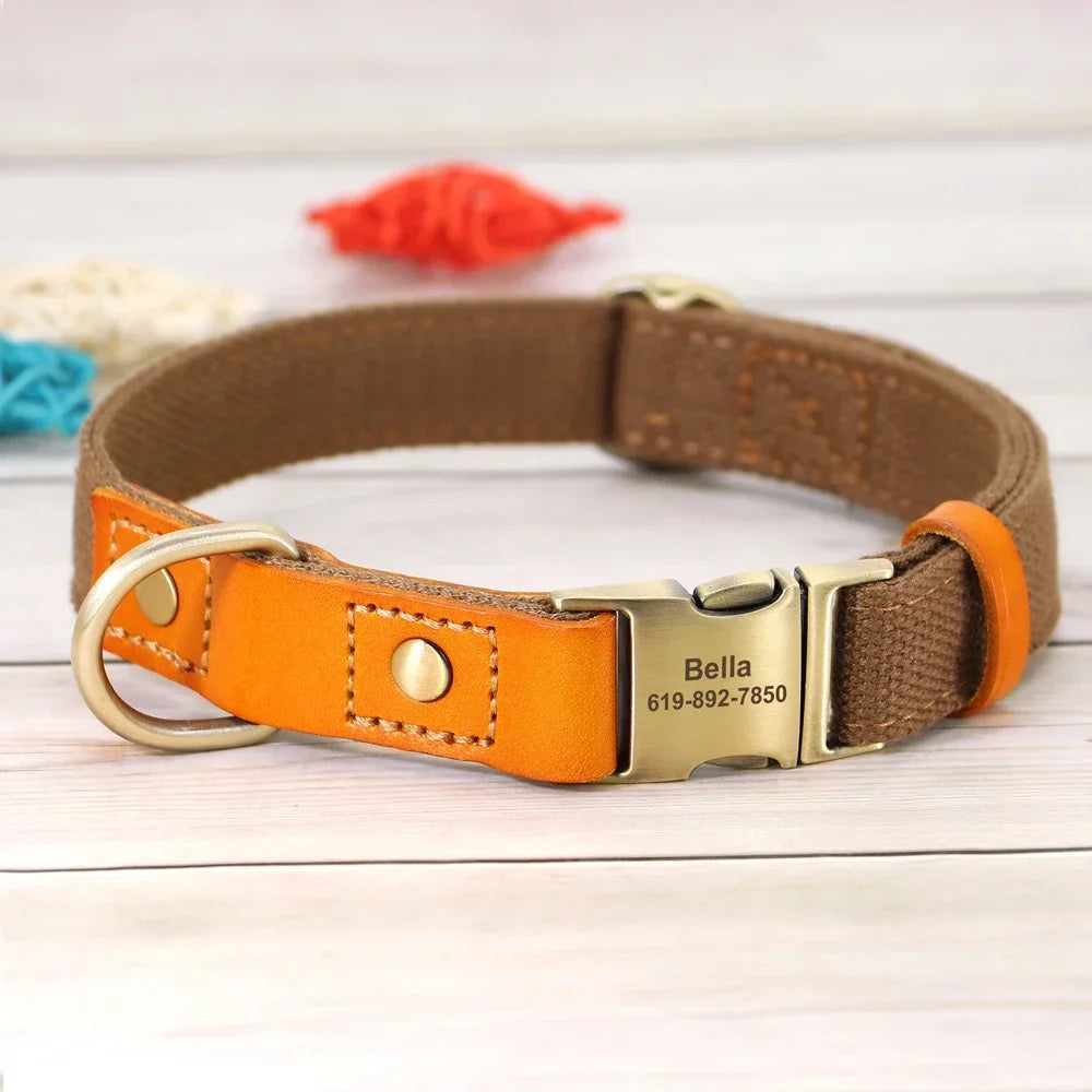 PET ARTIST Nylon Custom Dog Collar Leash With Personalized IDTag