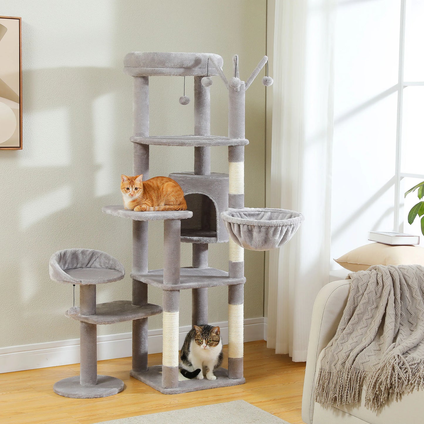 PEQULTICN Five-Tier Cat Tree Tower With Scratching Posts