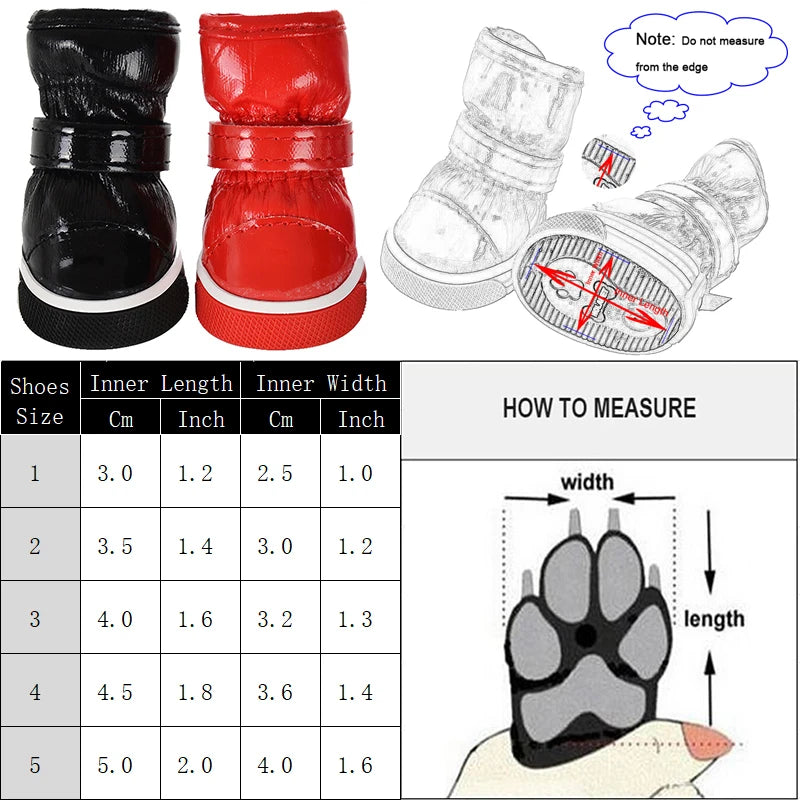 Dog Winter Boots Waterproof Fleece Warm Snow Shoes 4Pcs Set