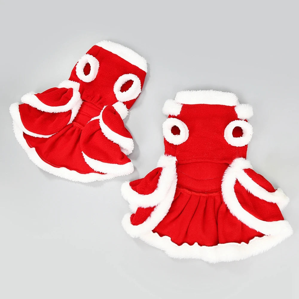 Guangdong Christmas Dog Costume Dress Winter Fleece