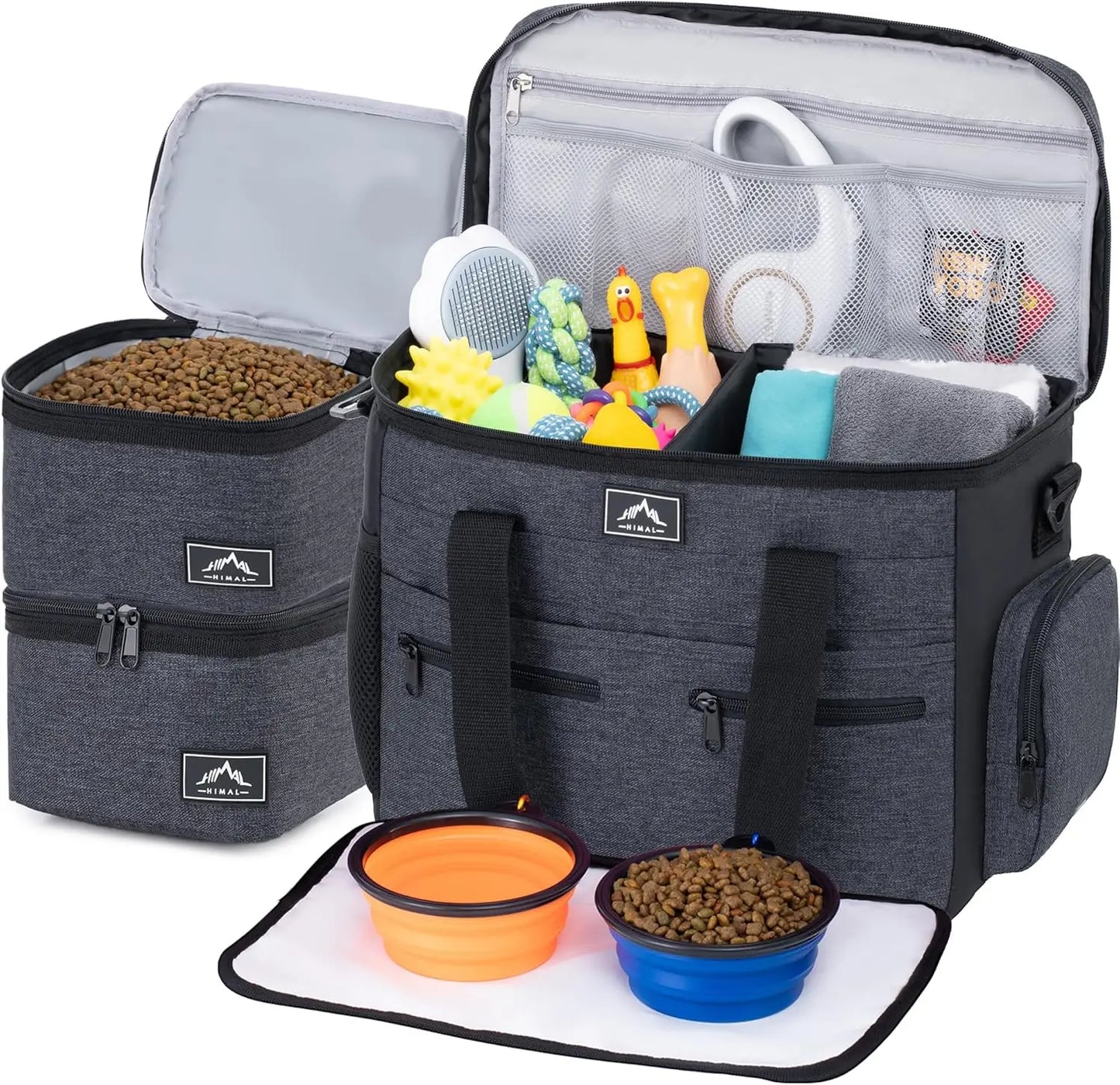 Travel Kit For Large Dog With Containers And Bowls