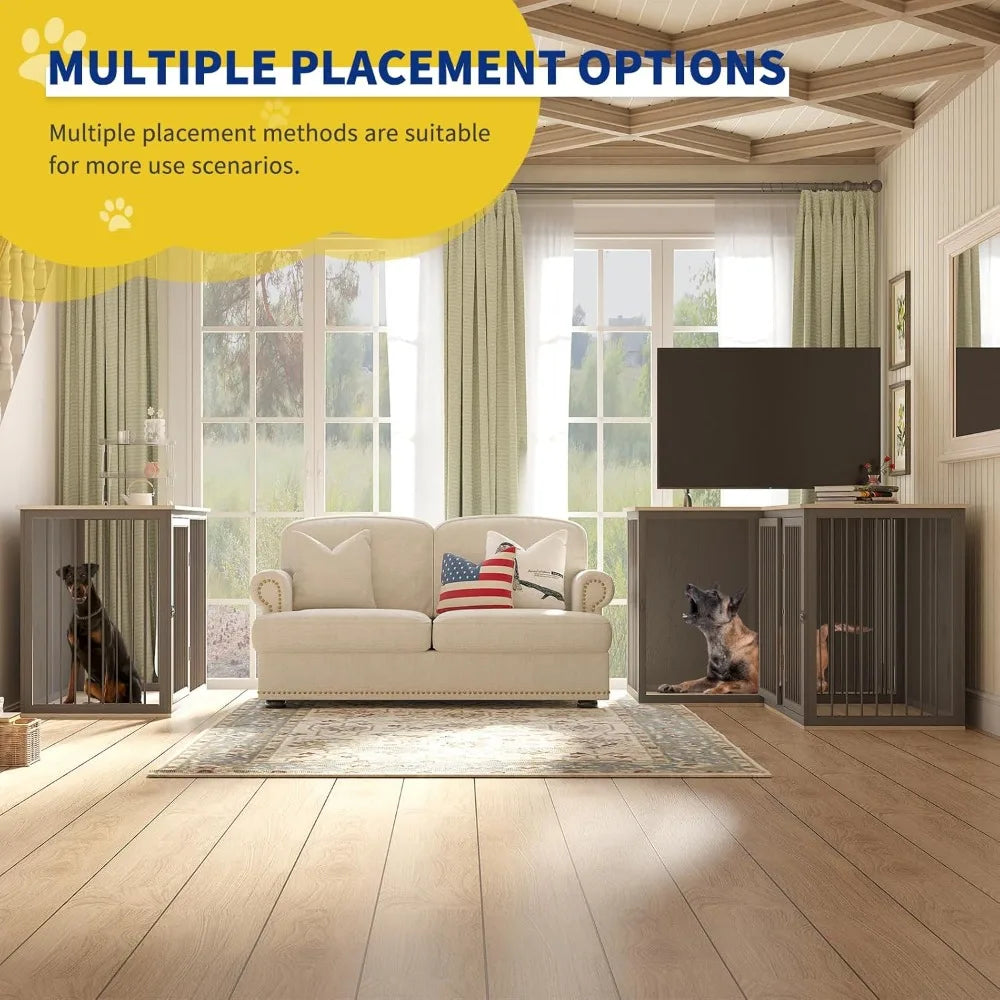 Dog Crate Furniture For Two Dogs With Dividers And Doors