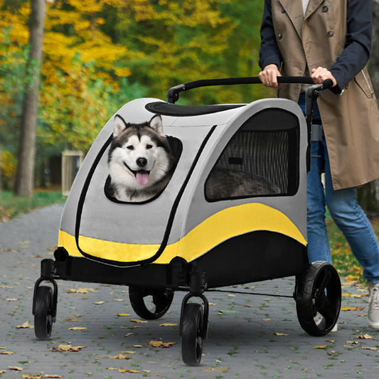 Universal Dog Stroller Buggy 4 Wheels With Breathable Mesh