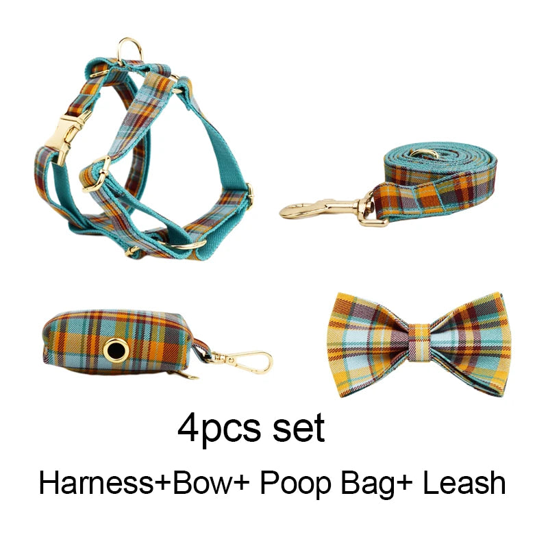 YTYINCN Personalized Dog Collar Leashes Harness Bow Set