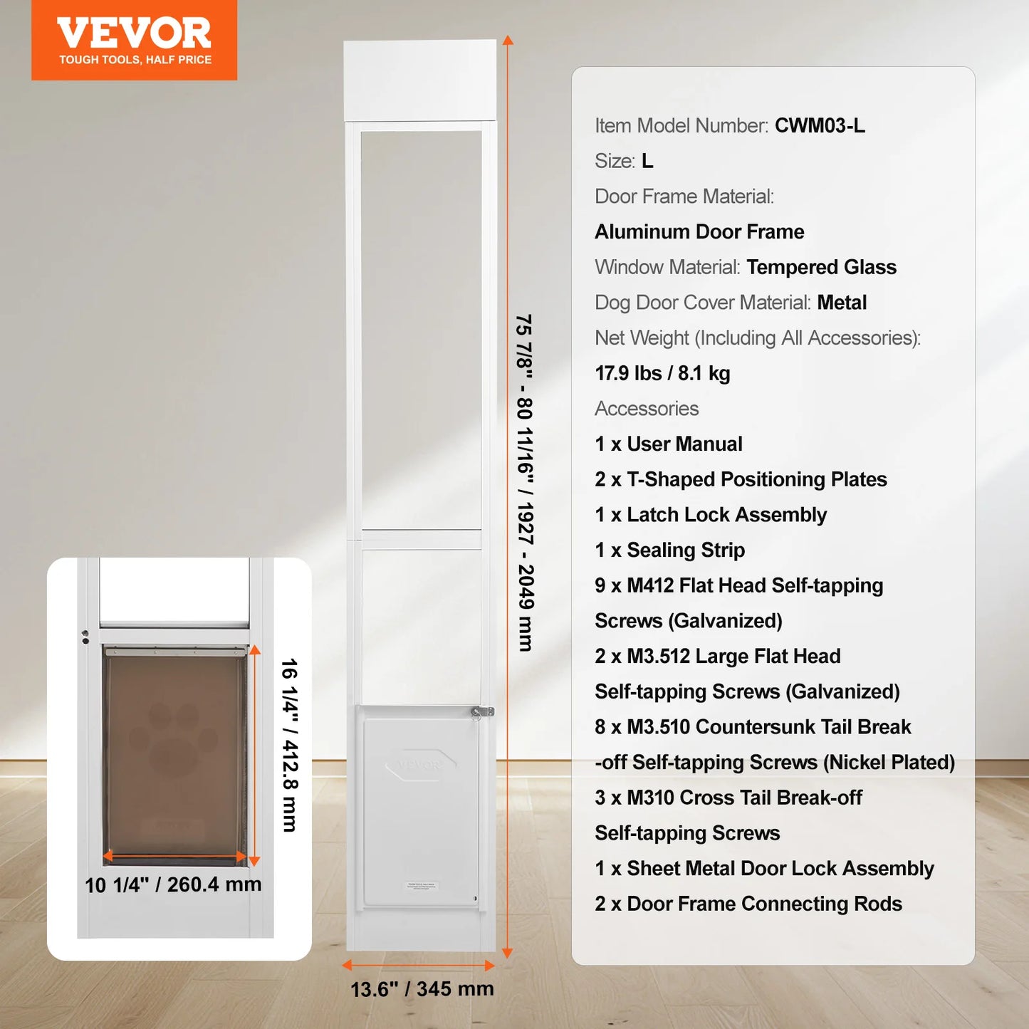 SucceBuy Dog Door For Sliding Glass Door With Aluminum Frame