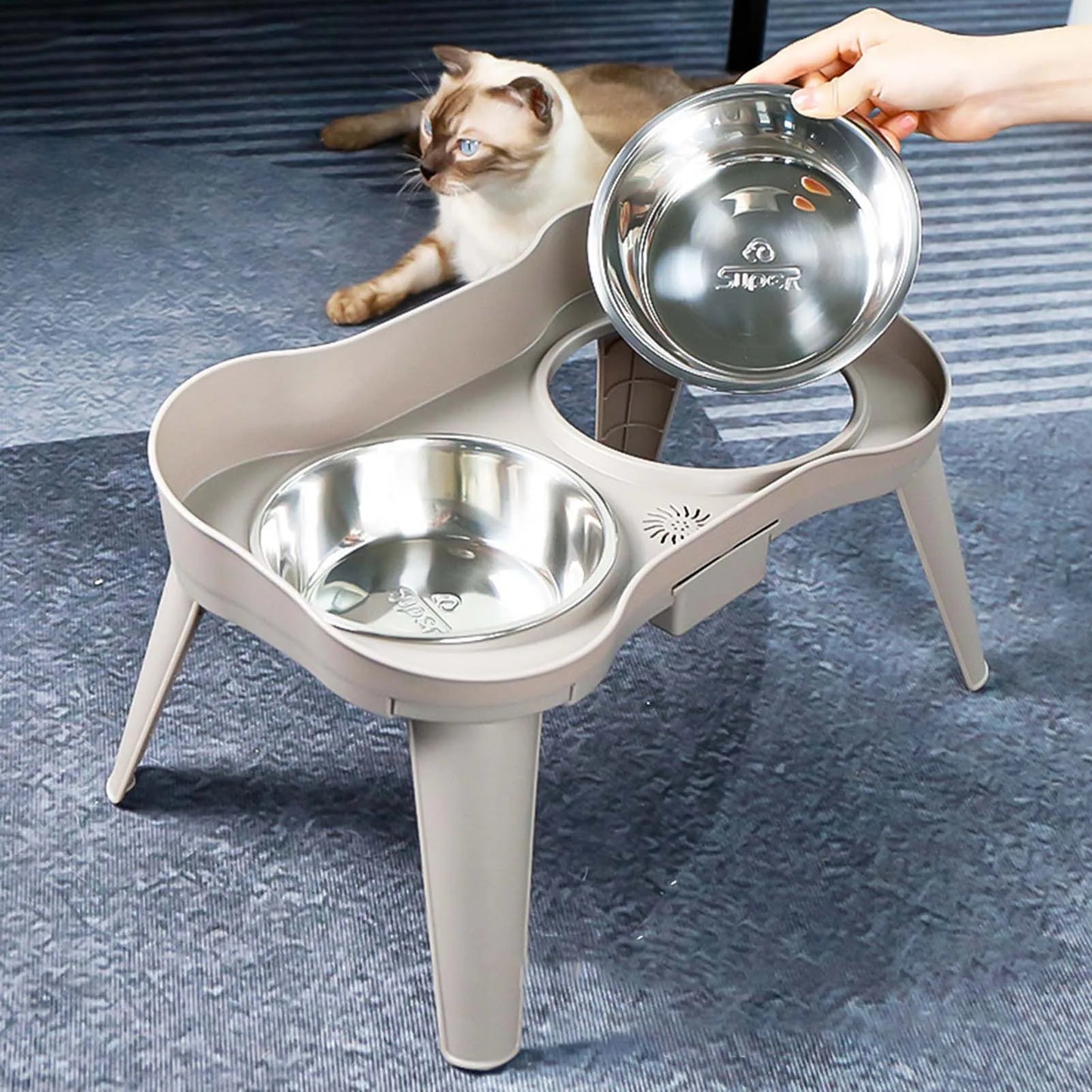 Elevated Stainless Steel Dog Feeder Non-Slip No Spill Design