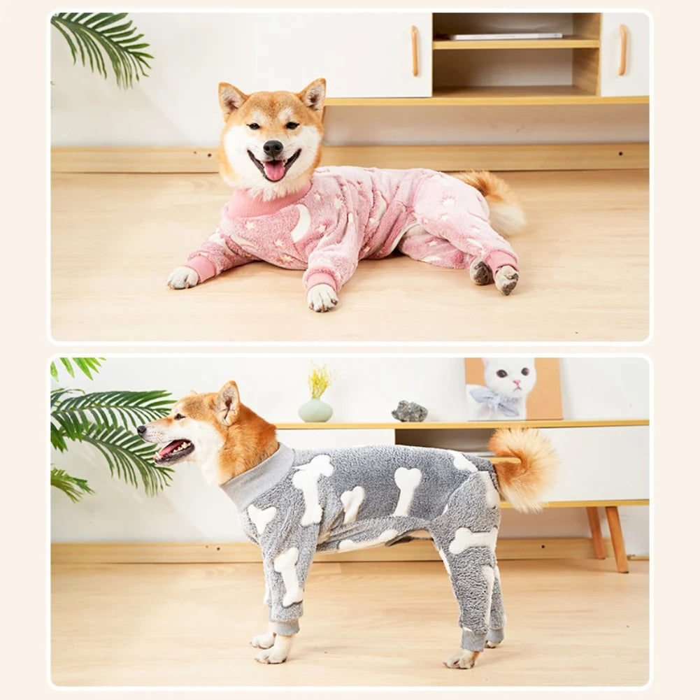 Cozy Warm Fleece Dog Jumpsuit For Winter Pet Clothing