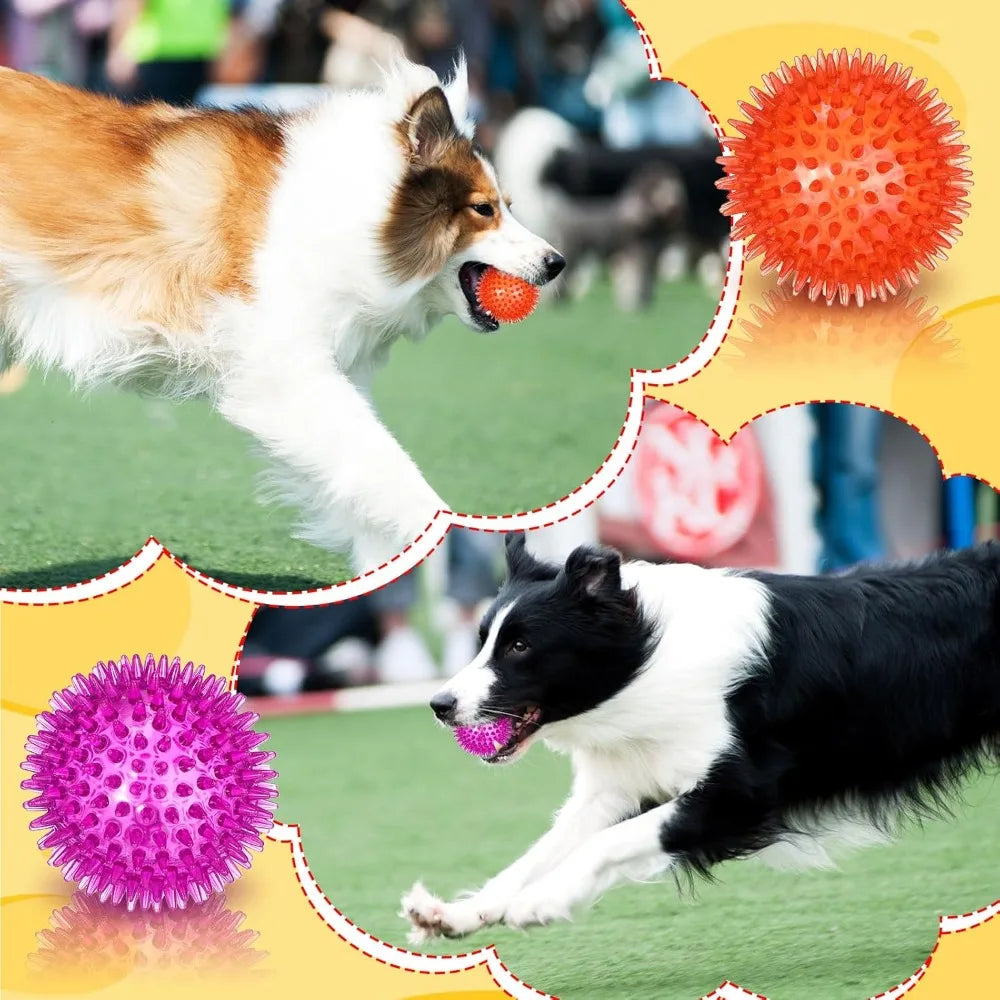Spikey Dog Balls 24 Piece Squeaky Rubber Toys For Teething