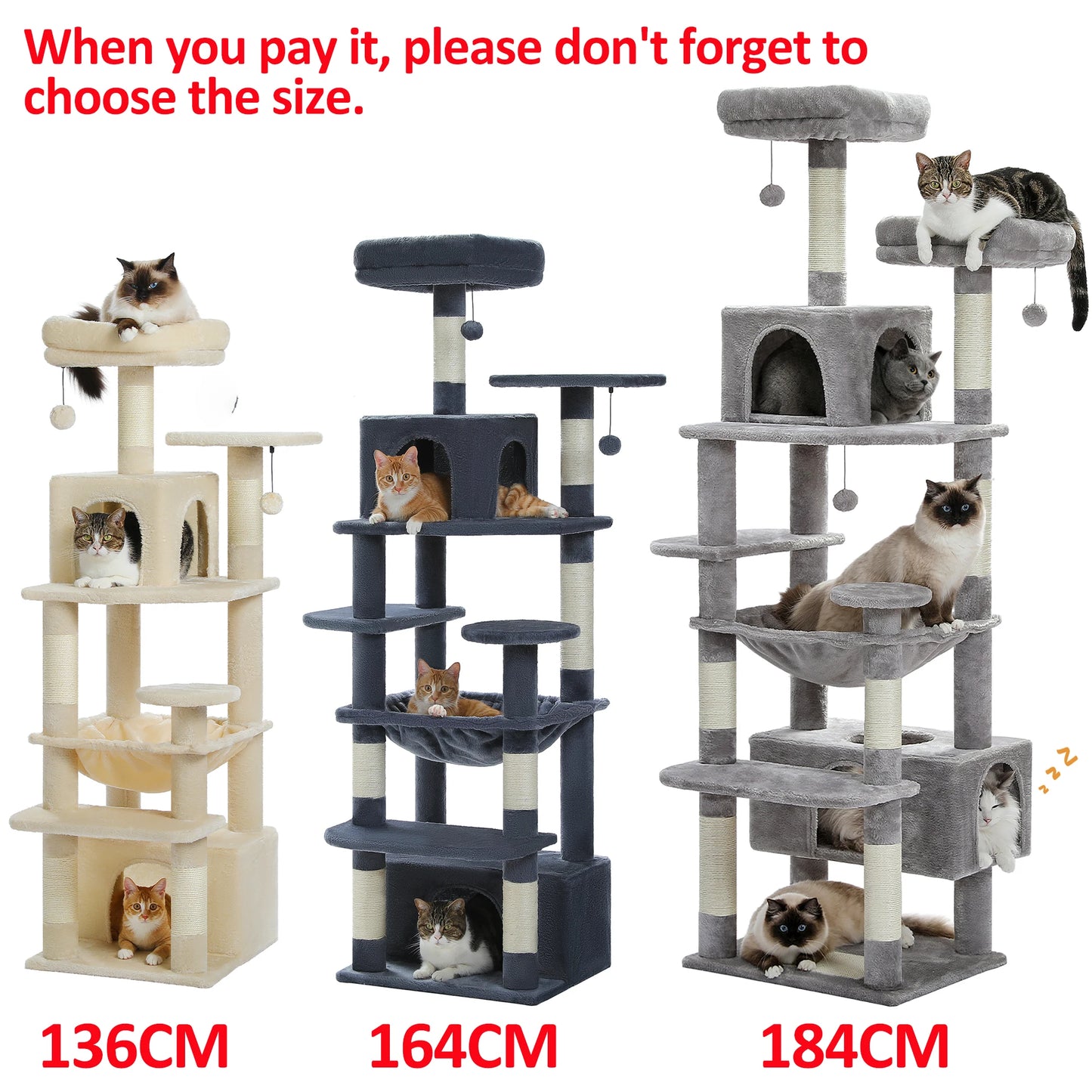 PAWZ Road Large Indoor Cat Tree Tower With Sisal Posts