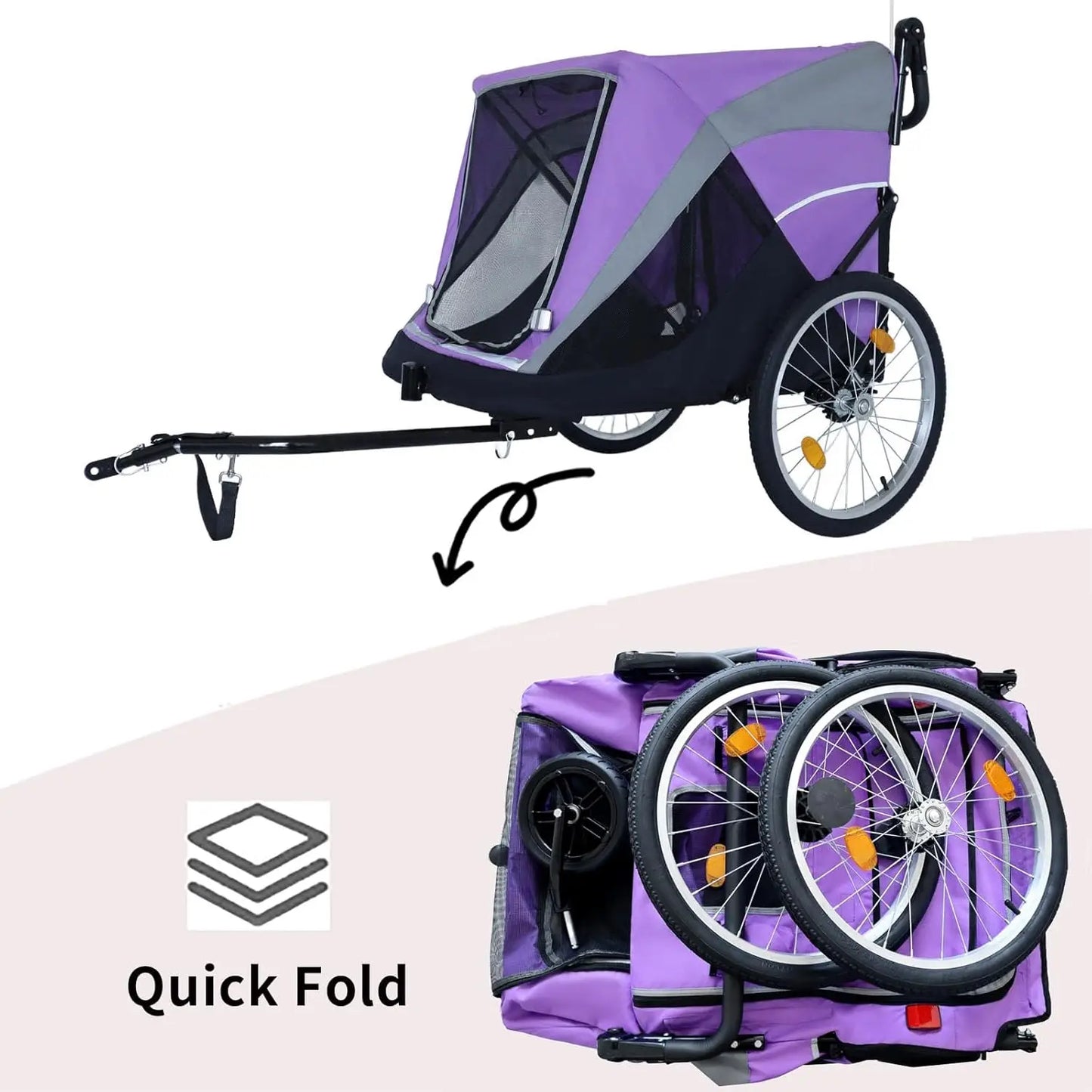 Foldable Pet Stroller With Three Wheels For Large Dogs