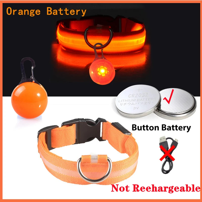 NONECN USB Charging Glowing Dog Collar With Pendant LED