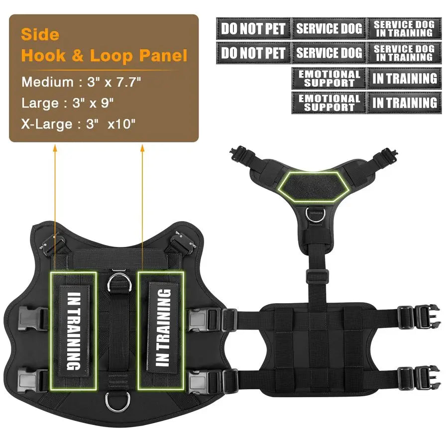 Durable MOLLE Service Dog Vest No Pull For Training