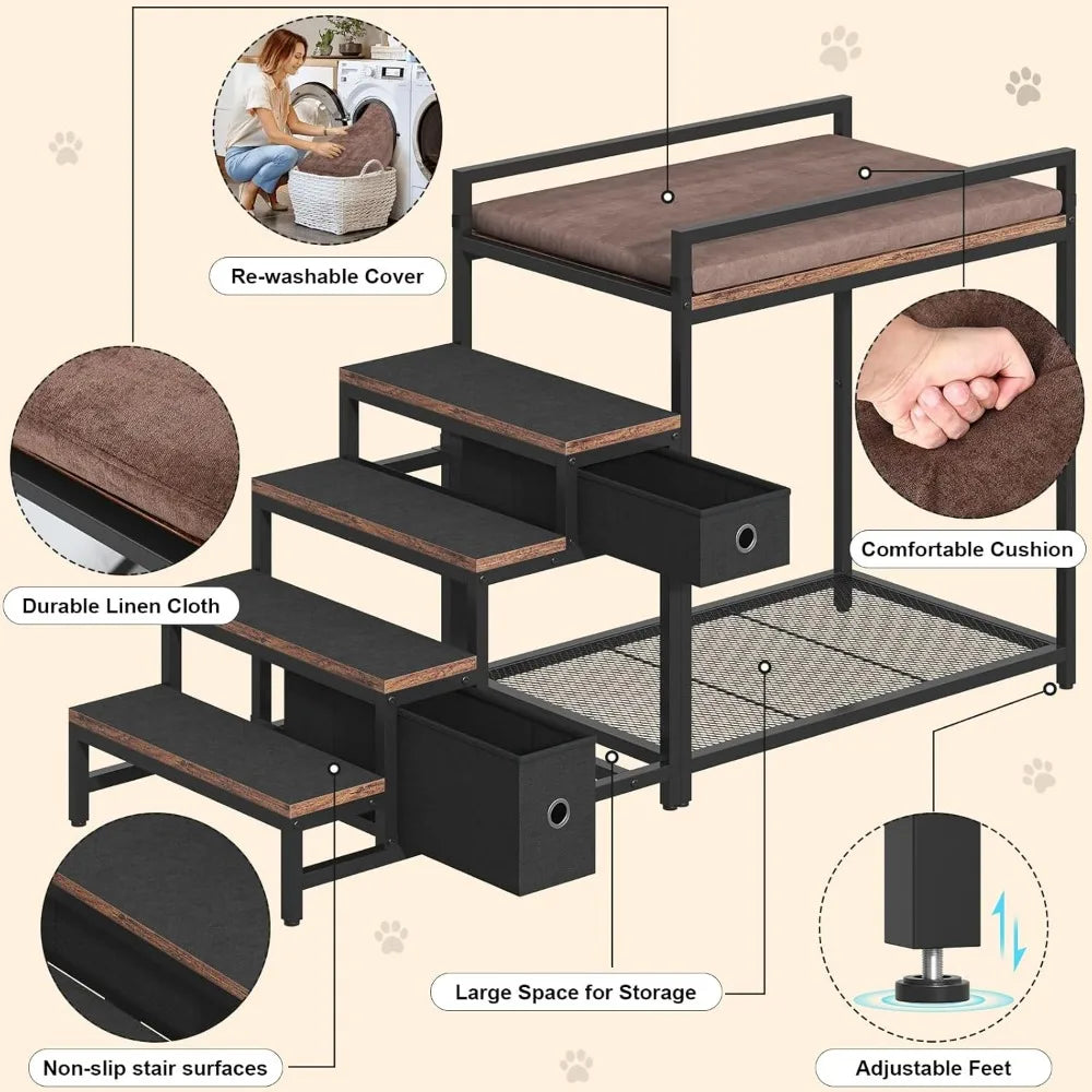 Pet Bunk Bed With Detachable Stairs And Window Perch