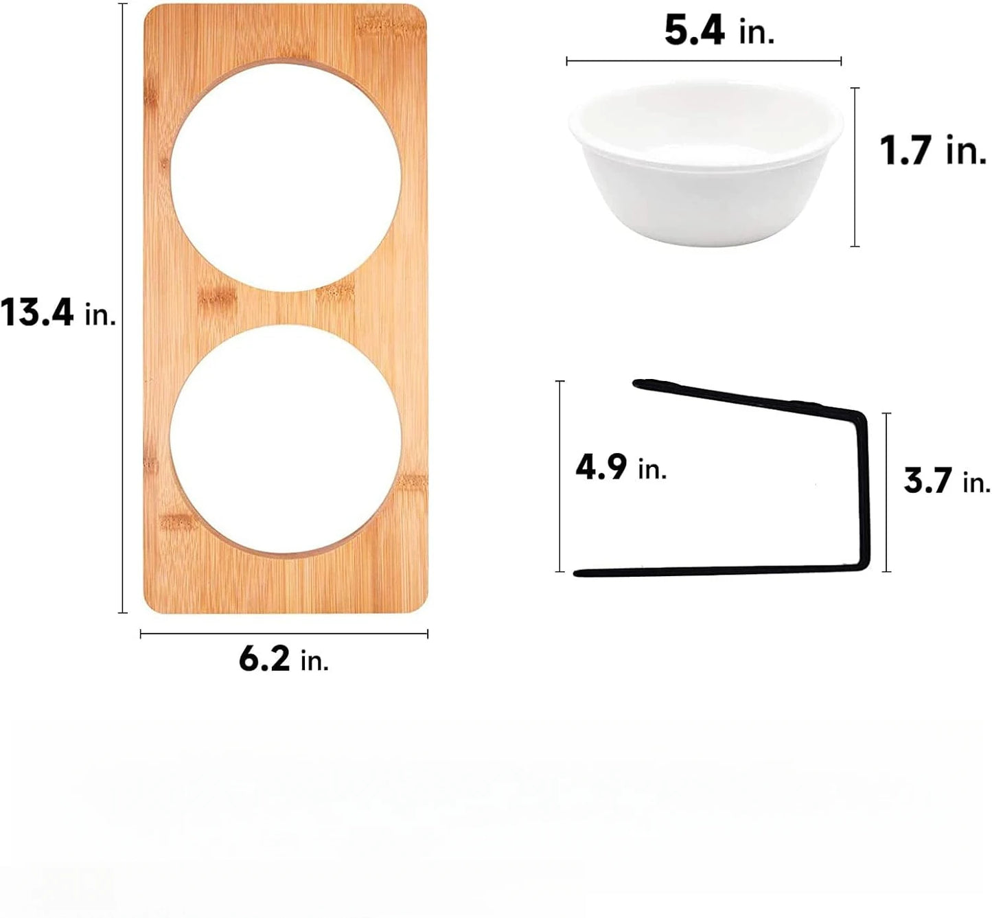 Elevated Cat Ceramic Bowls With Tilted Bamboo Stand