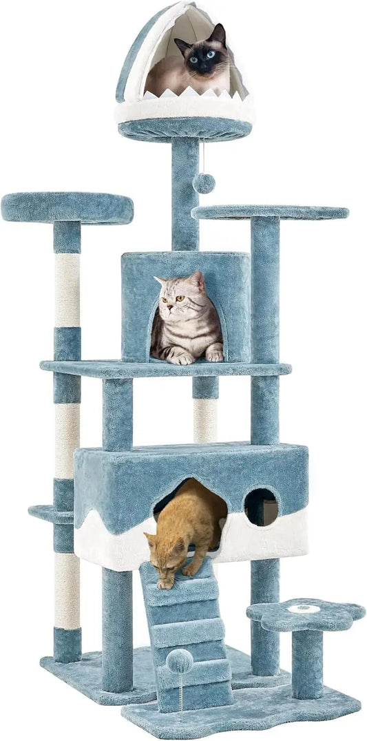 Ocean-Themed Cat Tower Shark Bed Condos Perches Toys