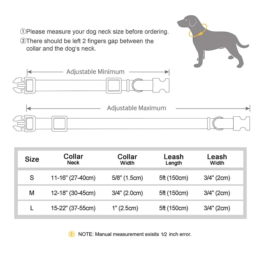 PET ARTIST Nylon Custom Dog Collar Leash With Personalized IDTag