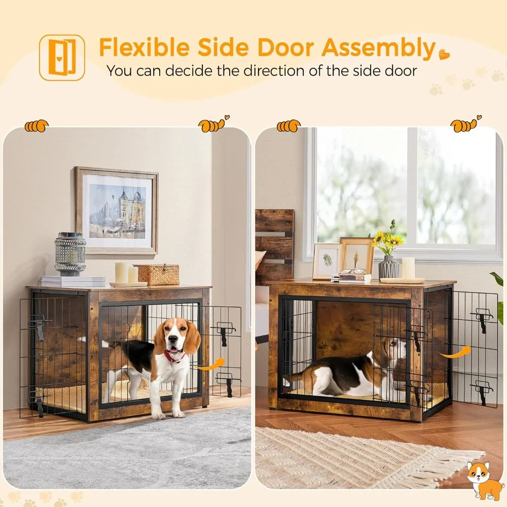 DAFIFY Dog Crate Furniture With Cushion And Double Doors