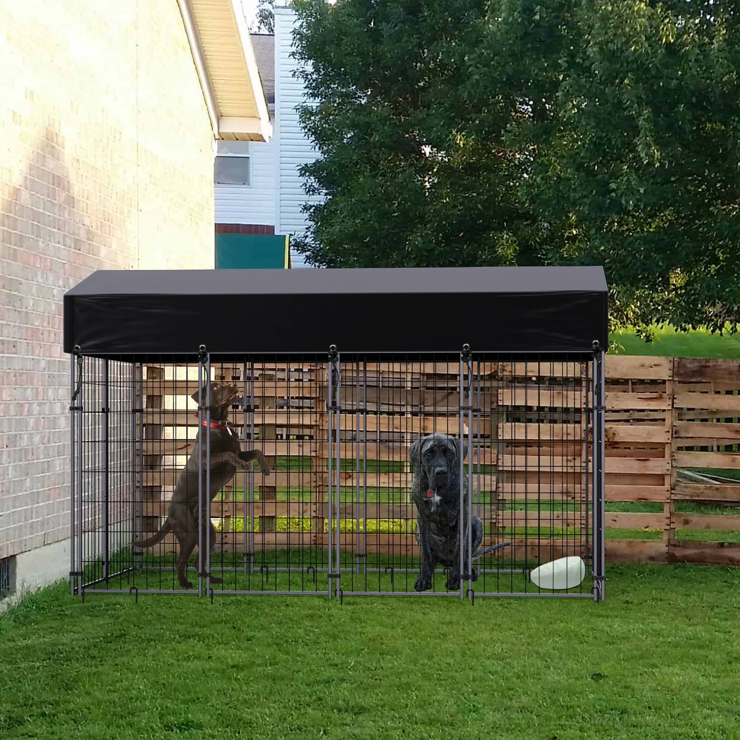 BINGOPAW Welded Wire Outdoor Dog Kennel With Cover
